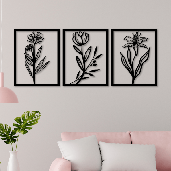 Quadros Decorativos Vazado em MDF 3mm Flores 20X25 cada