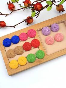 8pairs/set Round Multicolor Raffia Grass Stud Earrings - Multicolor - View 3