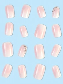 Mejora tu apariencia con 24 piezas de uñas postizas cortas y cuadradas con diseño degradado minimalista y sexy en tamaño completo, suministros para uñas postizas para mujeres y niñas uñas falsas uña falsa uña acrílica
