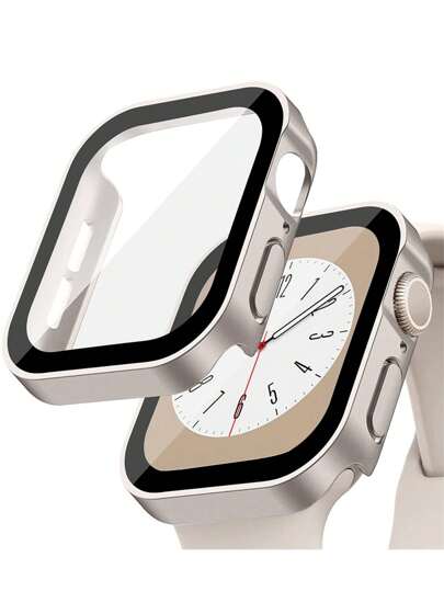 1pc Waterproof Case Compatible With Apple Watch, Suitable For Both Men And Women, 2-In-1 Ultra-Thin Tempered Glass Case, Drop-Resistant, Scratch-Resistant, Waterproof Case, Compatible With Apple Watch 40/41/42/44/45/46/49mm, Stylish Sports Band Compatible With Apple Watch Series Ultra/11/10/9/8/7/6/5/4/Se Smart Watch Cases