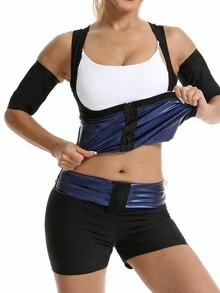 Sports Outdoor 3PCS , 1 Set For ,Arm Trimmer, Sweat Bands, Sauna Sleeves Wraps Lose Arm Fat,Fitness Slimmer Sweat Vest Sauna Sweat Suit Tank Top Shirt Waist Trainer Waist Slimming Weight Loss Pants High Waist Slimming Shorts Compression Workout Exercise Body Shaper Thighs Shapewear Waist Trainer Corset