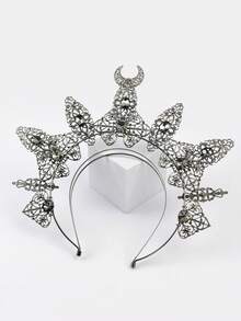 1pc Gun-color Swan Metal Crown Headband For Halloween Party Dress Up - Black - View 2