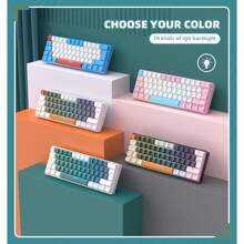 ATTACK SHARK X ZIYOULANG T60 PRO 60% 机械键盘和鼠标组合 + 编织 USB-C 线缆、紧凑型 RGB LED 背光键盘、线性红色开关、6400 DPI 可编程 RGB 鼠标，适用于 PC 游戏玩家 - 水綠&藍色開關 - 查看 4