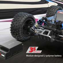 MJX Hyper GO 16207, Remote Control Car 62KM/H with Brushless Motor, 2 Batteries, RC Buggy Gifts for Adults, Top Speed 4WD 1:16 RC Truck with 3S Battery, Gift for Boy (RTR) - Màu xanh lam - Xem 5