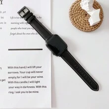 1pc Women's Leather Strap With Stainless Steel Buckle Compatible With Apple Watch, Compatible With Ultra/Se/8/7/6/5/4/3/2/1 And 38/40/41/42/44/45/49mm - Black - View 1