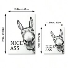 HALFLEMART 1 szt. Vintage Art Canvas Poster, zabawny obraz Animal Donkey na płótnie, plakat ścienny, obraz ścienny do łazienki, toaleta, dekoracja ścienna domu, opcjonalna rama, dekoracja na Halloween