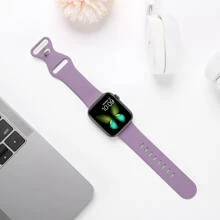 1件女款與男款時尚休閒純色矽膠蝴蝶扣錶帶，適用於 38mm 40mm 41mm 45mm 46mm 44mm 42mm 49mm，柔軟舒適防水腕帶，適用於 Series SE 8/7/6/5/4/3/2/1 的替換智慧手錶錶帶配件 - 紫色 - 查看 4