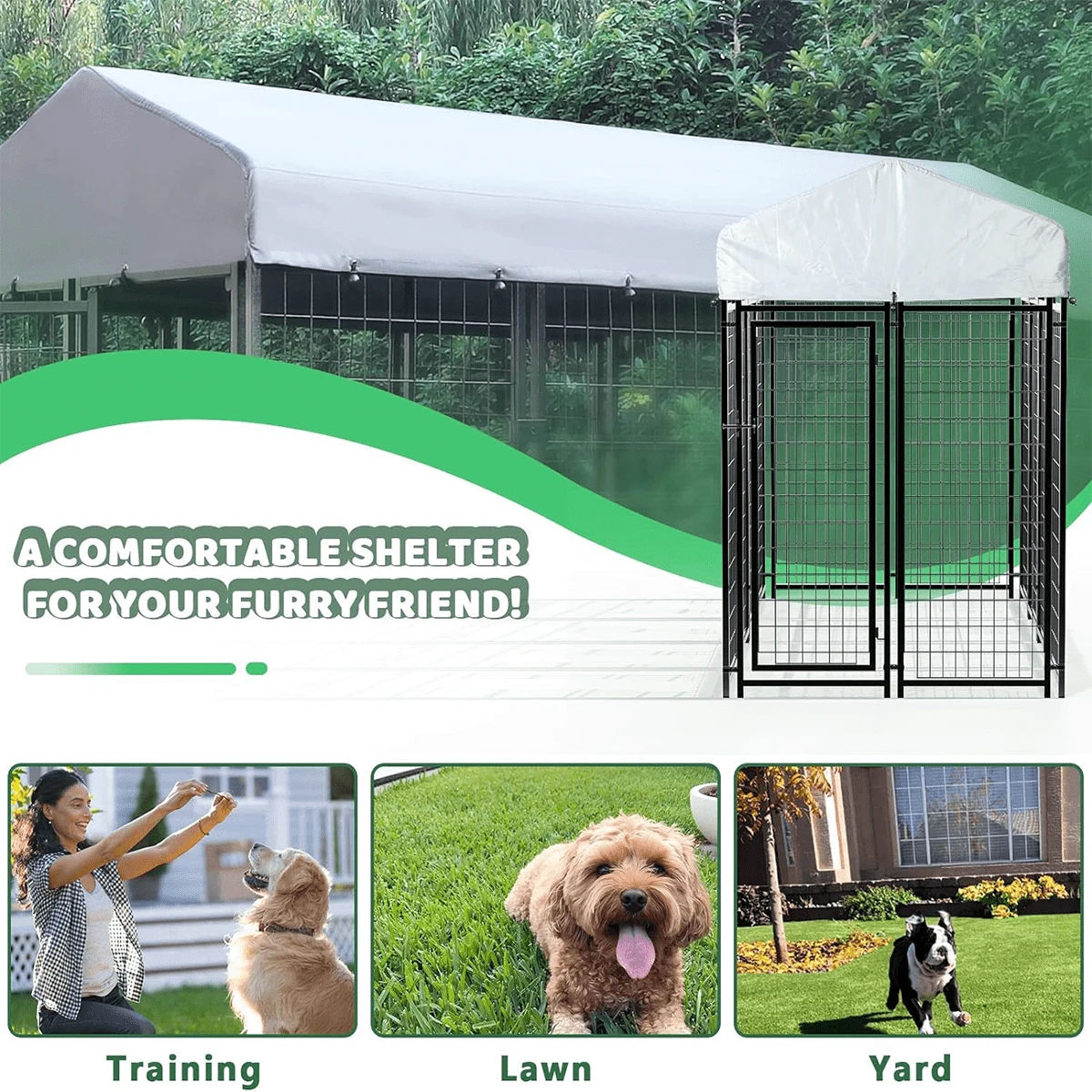 VITESSE 8x4x6 FT Outdoor Dog Kennel for Large Dogs, Heavy Duty Welded