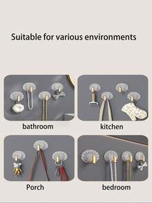 1入組家用粘貼掛鉤,強力承重,可不需鑽孔,安裝在浴室毛巾,門,牆上