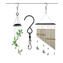 5入組不銹鋼風鈴掛鉤,60度旋轉式風鈴掛鉤,s形旋轉式軸承掛鉤,花盆掛鈎支架,戶外小工具 - 黑色 - 查看 1