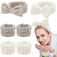 3入組水療頭帶手腕洗手帶套裝,洗臉用頭帶和手帶套裝,適用於女性化妝瑜伽 - 彩色 - 查看 1