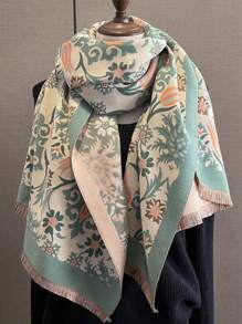 1入女士雙用途冬季圍巾,厚實保暖披肩,長款日常圍脖,適用於空調房間,兩面均可穿戴 - 彩色 - 查看 1