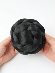 liangyuan 1pc Synthetic Braided Scrunchie Hair Chignon Bun Donut Updo Braided Hairpieces Clip In Hair Bun For Party Wedding Cosplay Use - Black - View 2