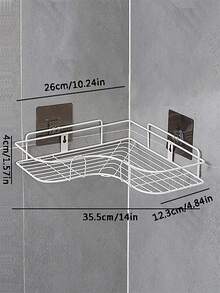 1 件壁掛式黑色/白色收納架,無需鑽孔,適用於浴室盥洗用品、沐浴乳、香水等。 - 白色 - 查看 3