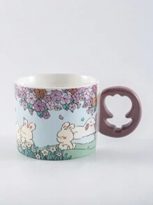 Taza Impresa Dibujos Animados Creativos De Cerámica Púrpura Con Mango De Tulipán - Morado - Ver 7