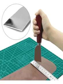 Faca Cortar Couro Japonesa Chanfra Desbaste Artesanato 35mm - Marrom - Visão 2