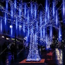 1套 Led 太陽能流星雨燈,防水花園燈,30/50cm 8 管,適用於戶外裝飾,適用於感恩節、聖誕節、萬聖節、婚禮、聖誕樹等 - 藍色 - 查看 6