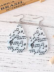 1對復古時尚音符音樂水滴垂墜耳環女士丙烯酸耳環 - 彩色 - 查看 2