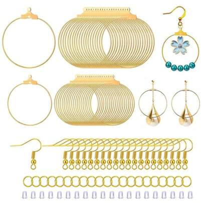 80pcs/set 2 Size (30-40mm) Round Earwire Finding Components For Earring Making And Diy Earring Crafts