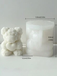 1 件情人节心形熊香薰蜡烛模具适用于 DIY 香皂、香石、纪念品、 - 白色 - 查看 7