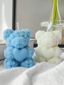 1 件情人节心形熊香薰蜡烛模具适用于 DIY 香皂、香石、纪念品、 - 白色 - 查看 4