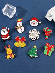 1入組可愛的聖誕老人、雪人、雪花、聖誕樹diy金屬小徽章裝飾配件,適用於袋飾、聖誕禮物、情人節、時尚、流行,適用於青少年、女性大學生、老師、新手和白領階層,有趣的禮物,聖誕裝飾,平安夜裝飾