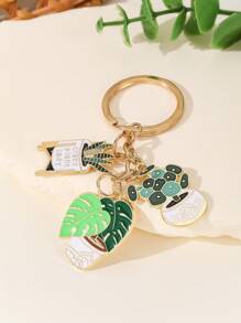 Green Plant Succulent Series Unisex Daily Wear Alloy Keychain, Fresh And Simple Mood Gift For Friends, Car Interior Decor, Event Party Favors Car Accessories Bag Charm School Plant
