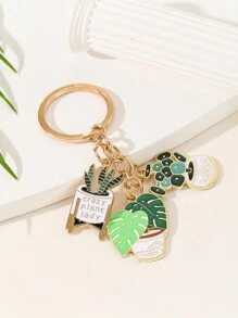 Green Plant Succulent Series Unisex Daily Wear Alloy Keychain, Fresh And Simple Mood Gift For Friends, Car Interior Decor, Event Party Favors Car Accessories Bag Charm School Plant