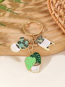 Green Plant Succulent Series Unisex Daily Wear Alloy Keychain, Fresh And Simple Mood Gift For Friends, Car Interior Decor, Event Party Favors Car Accessories Bag Charm School Plant