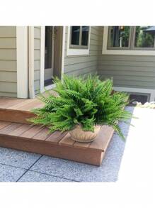 10 件/套人造植物逼真塑料绿植绿色仿植物适用于户外花园酒店圣诞装饰