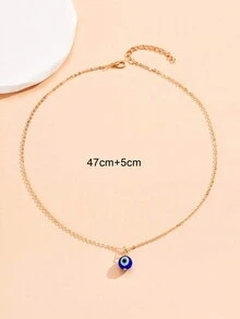 1pc Evil Eye Pendant Necklace Suitable For Women's Daily Wear - Yellow Gold - View 3
