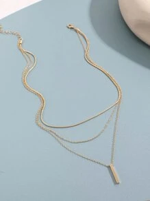 1件简约时尚波西米亚风女士多层链条项链，配金色锁扣，个性化多层吊坠锁骨项链，圣诞礼物之选 - 金黃色 - 查看 6