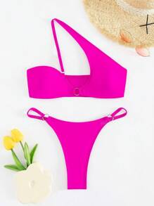 Damen Bikini Set mit Zweiteiler, hochwertigem Split-Design, einfarbig, sexy Tanga Bikini Set für den Sommer am Strand