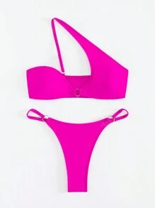 Damen Bikini Set mit Zweiteiler, hochwertigem Split-Design, einfarbig, sexy Tanga Bikini Set für den Sommer am Strand
