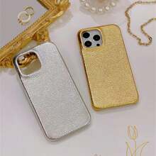 Họa tiết da vải kim loại cao cấp tương thích với ốp lưng iPhone, ốp bảo vệ tương thích với iPhone 15/14/13/12 Promax/Pro - Vàng - Xem 4