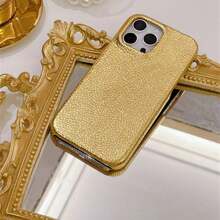 Họa tiết da vải kim loại cao cấp tương thích với ốp lưng iPhone, ốp bảo vệ tương thích với iPhone 15/14/13/12 Promax/Pro - Vàng - Xem 1