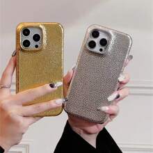 Họa tiết da vải kim loại cao cấp tương thích với ốp lưng iPhone, ốp bảo vệ tương thích với iPhone 15/14/13/12 Promax/Pro - Vàng - Xem 3