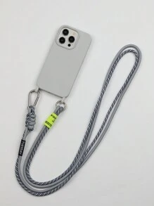 斜挎项链手机壳，兼容 16、15、14、13、12、11 Pro Max、16e、SE4（手工挂绳，略有瑕疵），防水、防震、防摔、防刮花 - 淺灰色 - 查看 1