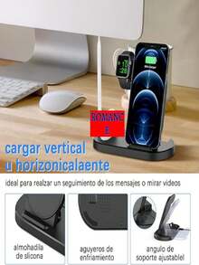 Wireless Charging Station, 3 In 1 Foldable Wireless Charger Stand, Wireless Charging Stand For IPhone 14/13/12/11/XS Max/XS/XR/X/8P, Airpods 2/Pro, Apple Watch, And Qi-Certified Phones ( Black)AND WHITE - Black - View 3