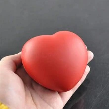 1pc Heart-shaped Elastic Rubber Foam Ball For Stress Relief And Exercise - Red - View 3