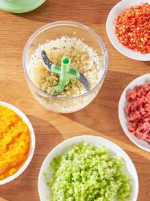 Processador De Alimento Multicolorido Grande Processador De Alho Legumes Verduras  5 Lâminas 850ml + Batedor Triturador Alho Cenoura Batedor De Ovos - Multicolorido - Visão 4