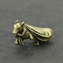 古董銅器黃金袋十二生肖鼠形純銅茶寵物飾品紙鎮桌上裝飾古銅收藏品 - 銅色 - 查看 1