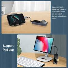 亞克力usb-c Hub,usb-c千兆網路適配器,5合1 Usb-c 基座,100w電源傳輸,rj45 1g輸出,3個usb3.0端口,可與 Iphone 15 系列、macbook Pro、air、dell、hp和大多數c類設備兼容 - 黑色 - 查看 6