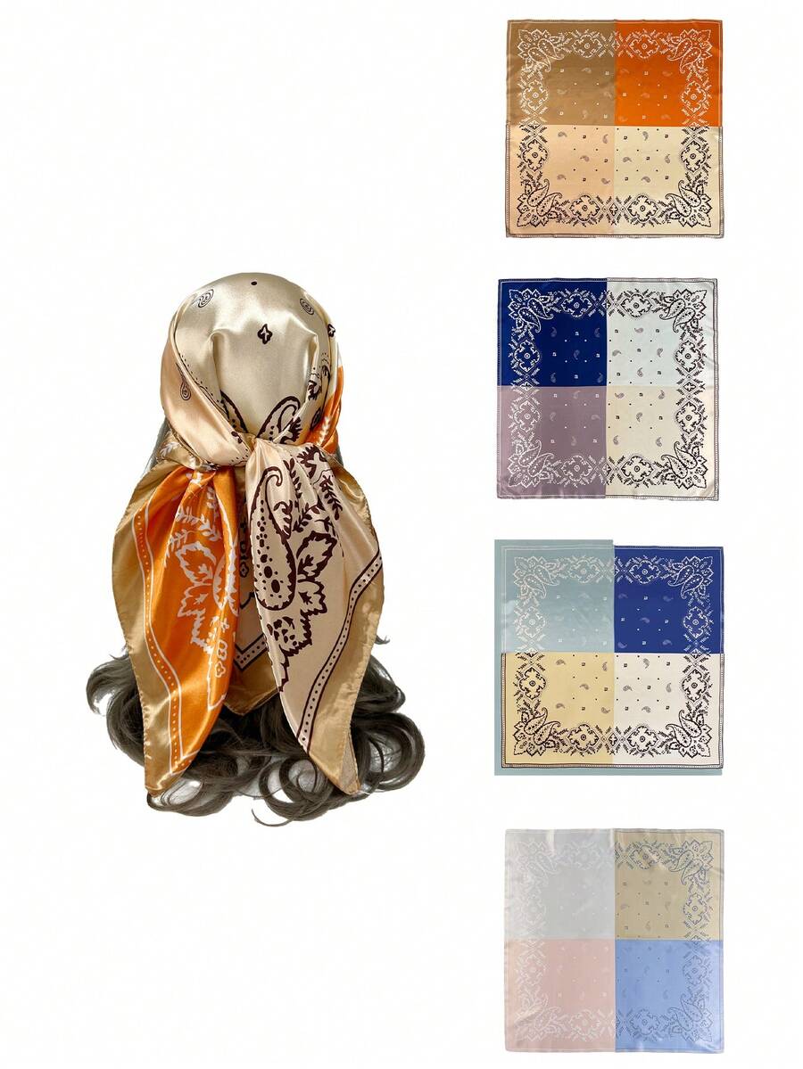 1條女士人造絲方巾,方巾頭帶,斑馬紋髮飾,沙灘巾,時尚飾品,披肩,戶外頸巾(適用於節日)