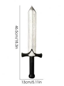 2入組短劍和匕首模型玩具套裝,逼真外觀,適用於節慶表演,電影,動畫愛好者 - 銀色 - 查看 3