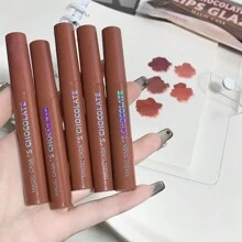 5入組啞光絨面巧克力唇彩,持久不脫妝,適合日常使用,pvc袋包裝 - 5pcs 巧克力唇釉 - 查看 6