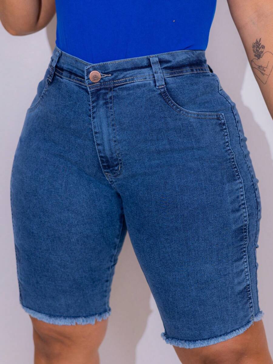 Stillger Moda Jeans Plus Size Denim Shorts - Medium Wash - View 1