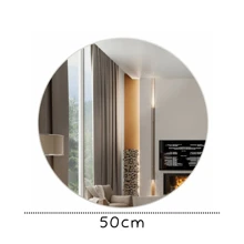 Espejo Redondo Grande Decorativo En Oferta Especial De 50 Cm Para Peluquería, Salón Y Baño Con Autoadhesivo - Plateado - Ver 5