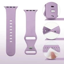 1件女款與男款時尚休閒純色矽膠蝴蝶扣錶帶，適用於 38mm 40mm 41mm 45mm 46mm 44mm 42mm 49mm，柔軟舒適防水腕帶，適用於 Series SE 8/7/6/5/4/3/2/1 的替換智慧手錶錶帶配件 - 紫色 - 查看 5