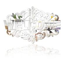 '歡迎'圖案自粘鏡面牆貼1公釐厚度,適用於裝飾臥室、客廳、浴室及婚禮、生日派對用品